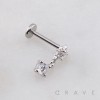 CZ STAR DROP ROUND DANGLE CZ THREADLESS (PUSH IN) 316L SURGICAL STEEL LABRET SET